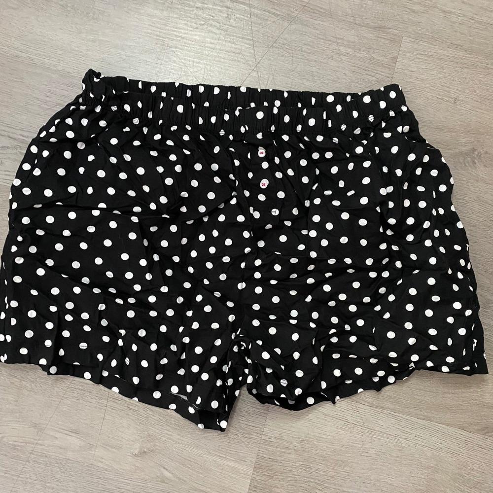 Just Be Polka Dot Pajama Shorts Womens 1X Black White Cotton Loungewear